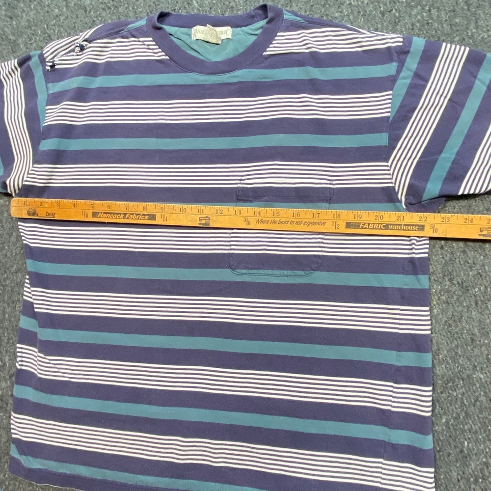 Banana Republic Striped Pocket Shirt Sz S Mens Purple Teal 90s Grunge Distressed - Picture 7 of 8